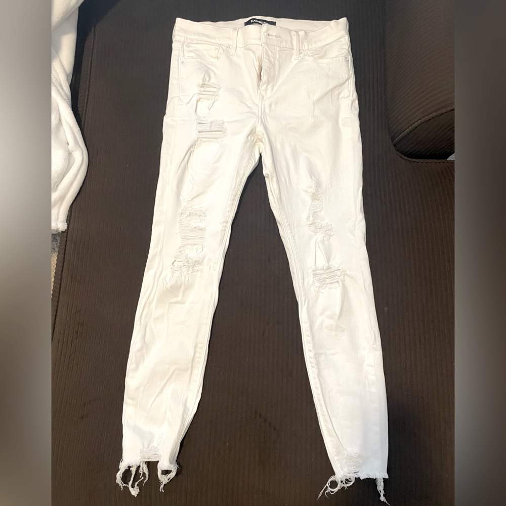 Express White Ripped Jeans
